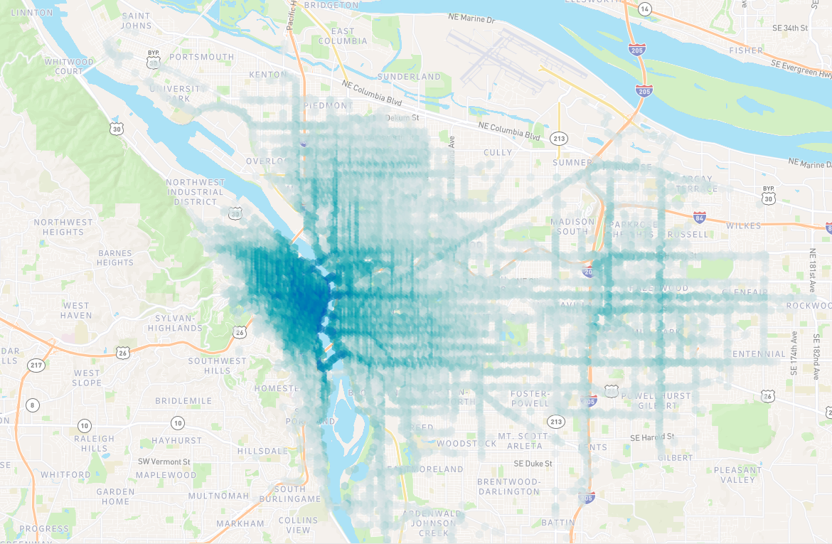 E-scooter rides map Dec 2019