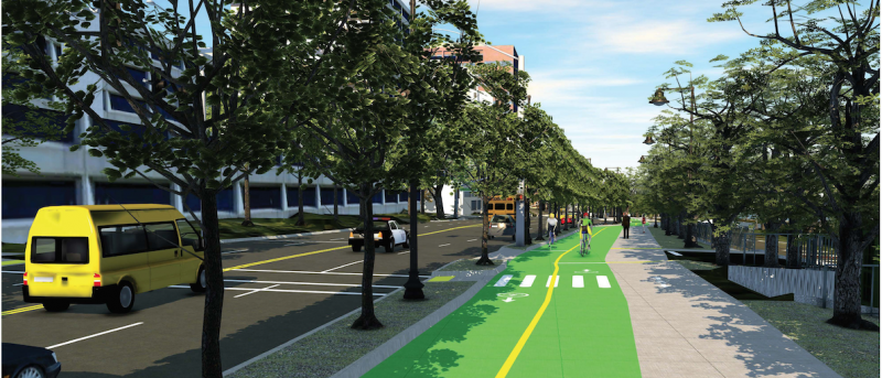 A rendering of the future SW Naito Parkway between I-405 and Jefferson Street