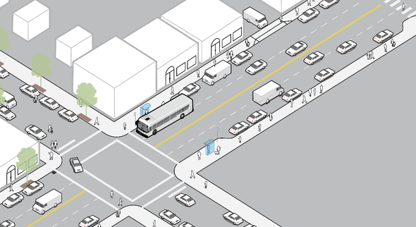 an illustration of alternative 1 for the SE Hawthorne Pave and Paint project