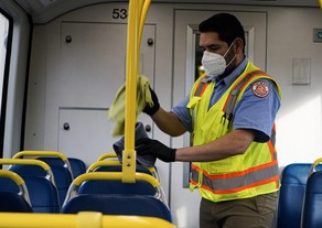 TriMet staff clean a MAX train. Photo credit: TriMet
