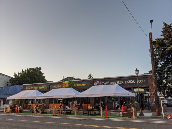 Photo of Atlas Pizza, showing the new outdoor seating. 