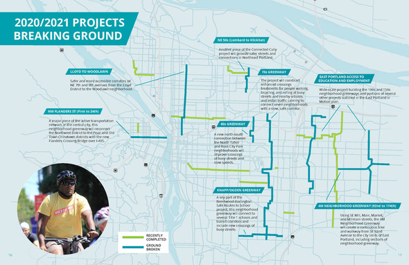 Map of 2020/21 Neighborhood Greenway projects breaking ground