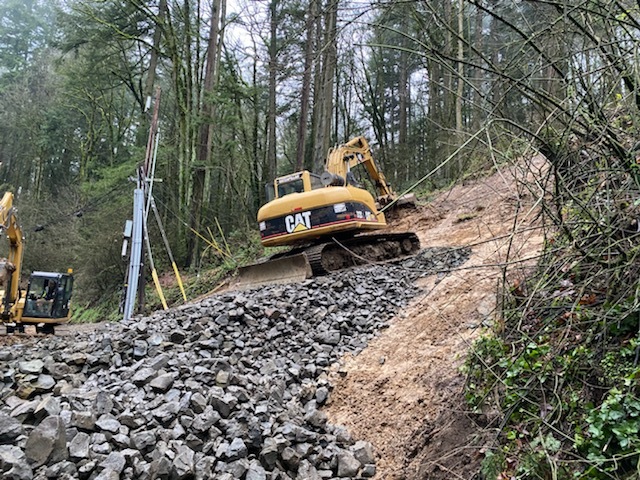 PBOT crews work to secure West Burnside landslide