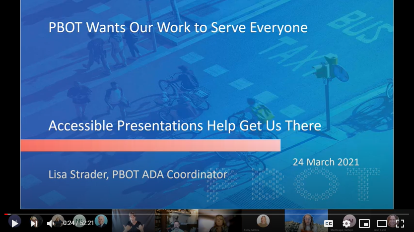 Screenshot of the Accessible Presentations recording. 