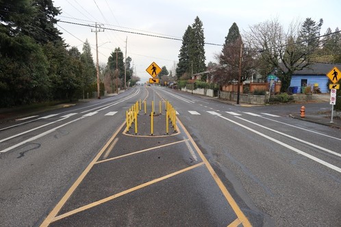 Photo taken from the center of NE 102nd Avenue in Portland 