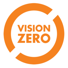 Portland's Vision Zero Logo in orange circle