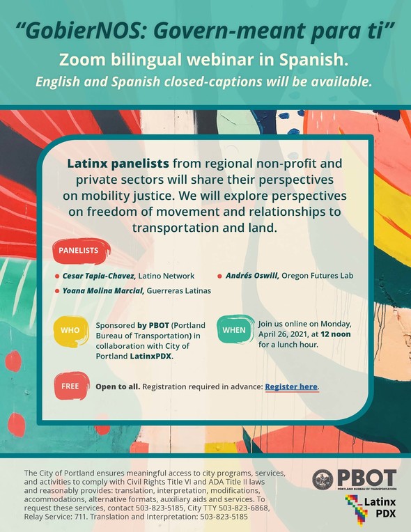 GobierNOS flyer with event information and registration 