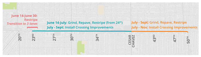 Hawthorne Pave and Paint construction timeline overview.