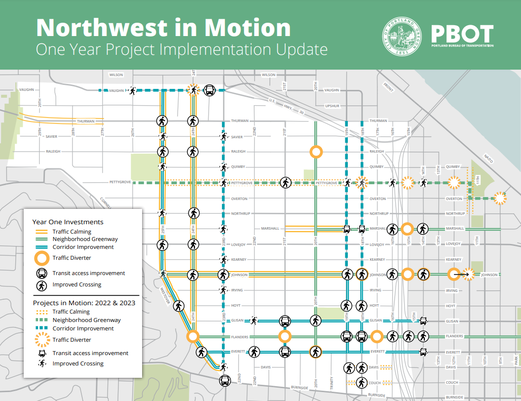 a map showing completed and upcoming northwest in motion projects