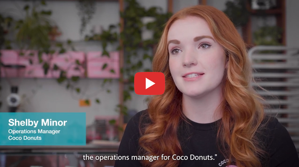 A screenshot from the 2040Freight video featuring Coco Donuts. Click the image to watch on YouTube with closed captions.