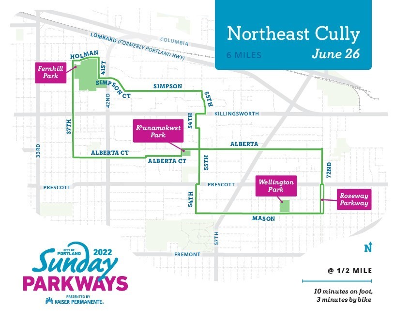 Sunday Parkways NE Cully event route
