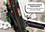 A map of how PBOT will improve the crosswalk SW Cheltenham and Capitol Highway. 