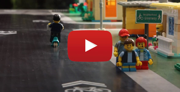 Image of Lego pieces explaining slow streets in Portland.