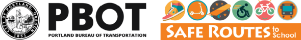 City of Portland, Portland Bureau of Transportation, and Safe Routes to School logos