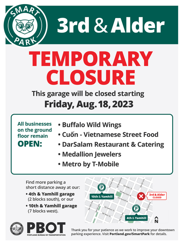 SmartPark 3rd Alder Closure Flyer