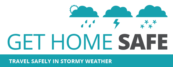 Get home safe logo for stormy rainy weather