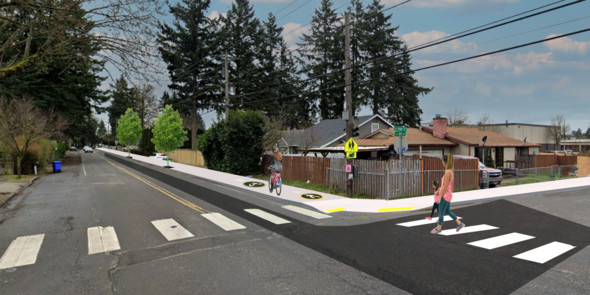 A rendering of the new sidewalk on SE 174th Avenue.