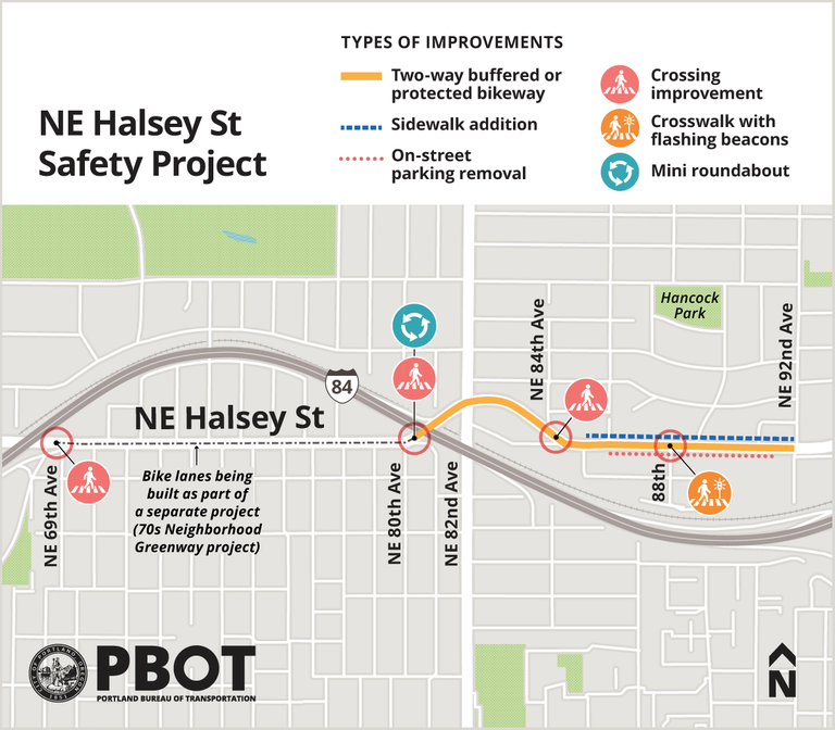NE Halsey Safety and Access to Transit project map