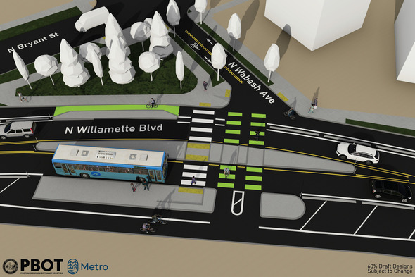 N Willamette Blvd at N Bryant St and N Wabash Ave