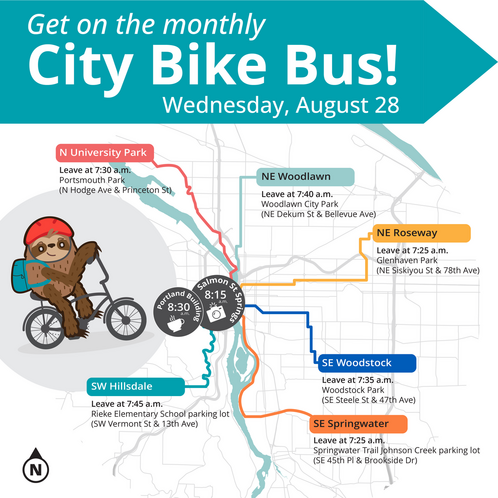 Aug. 29 City of Portland employee bike bus map