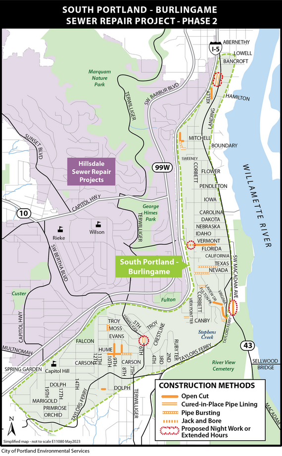 South Portland-Burlingame Sewer Project Area Map