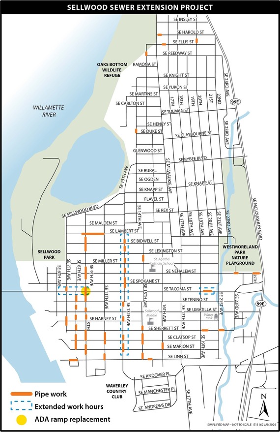 Sellwood Sewer Extension Project Map