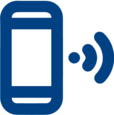 Line drawing of phone with alert symbol next to it