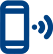 Line drawing of phone with alert symbol next to it