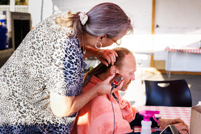 Jeff, a guest at Sunderland, getting a hair cut