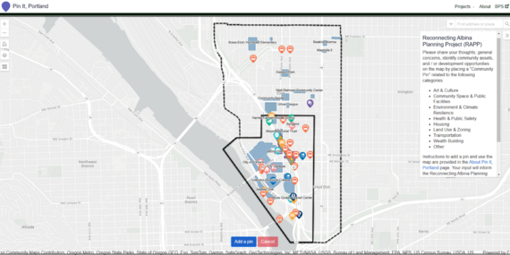 BPS - screenshot of Pin it, Portland: Reconnecting Albina web tool