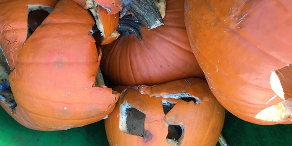 BPS - old jack-o-lanters ready for composting