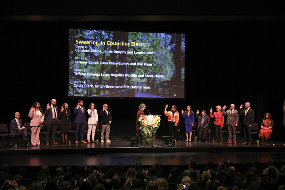 Ceremony to swear in 2025 city councilors, new mayor, re-elected auditor