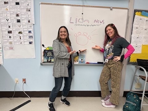 Marysville Lions News Team teacher Catherine Tucker and Councilor TKL