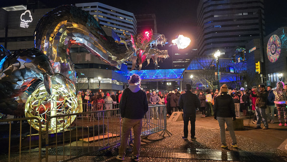 Winter Light Festival Waterfront Park fire-breathing dragon