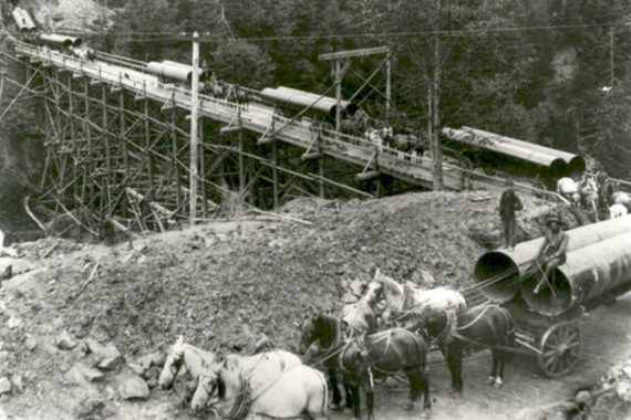 Water pipes from Bull Run circa 1890