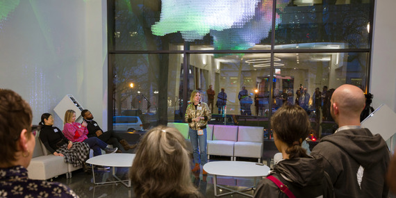 GOS organizations at Data Crystal on the opening night of Winter Light Festival