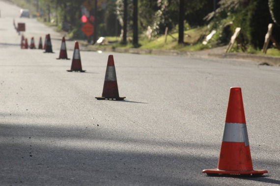 Traffic cones in a street