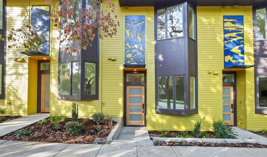 Yellow townhomes (Image courtesy of Proud Ground)