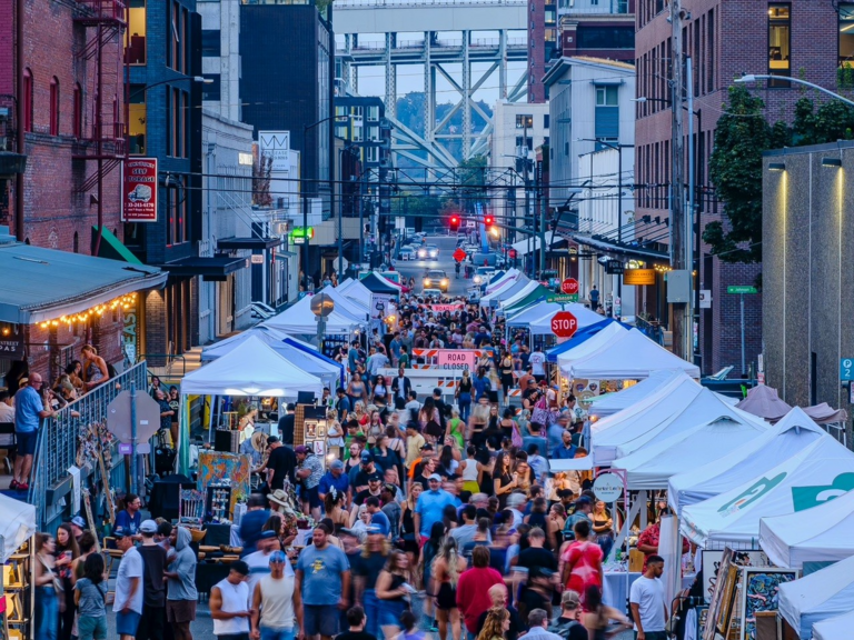 A massive crowd fills the street of NW 13th Ave during a first thursday event.