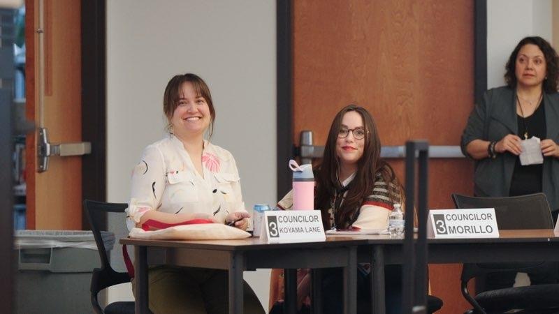 Councilor Koyama Lane and Councilor Morillo at the Budget Listening Session