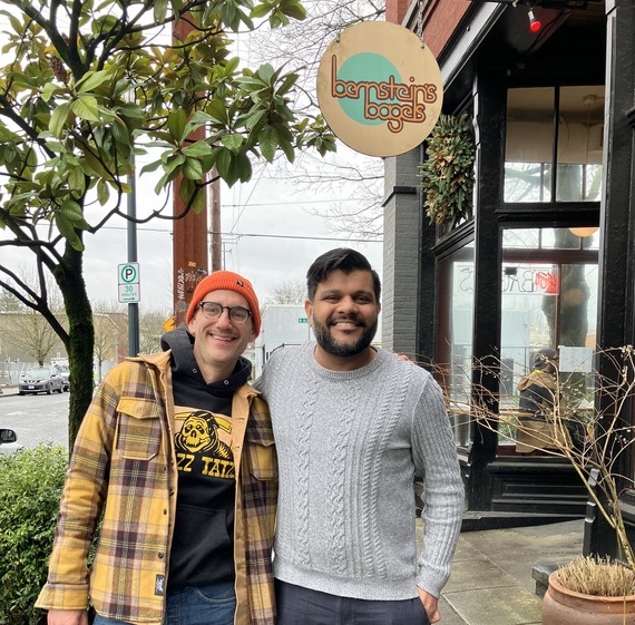 Councilor Kanal at Bernstein's Bagels