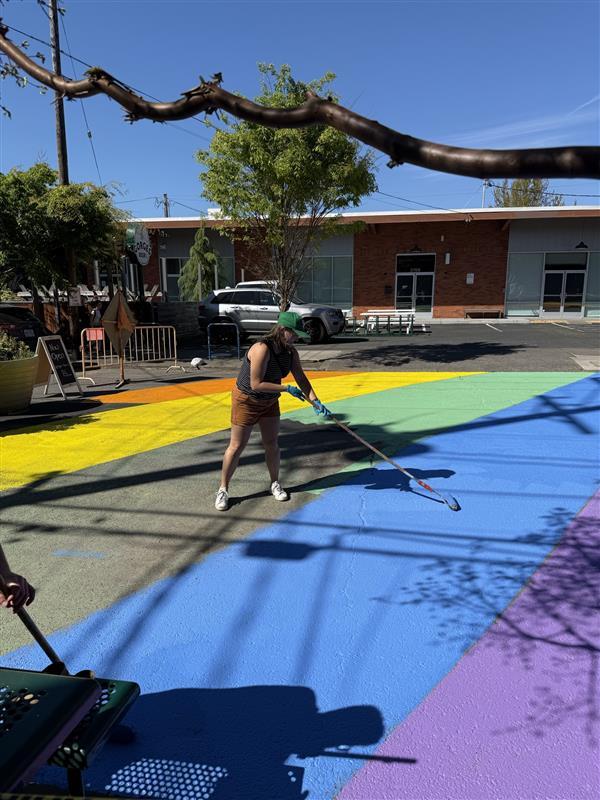 Councilor Koyama Lane Paints Ankeny Rainbow Road