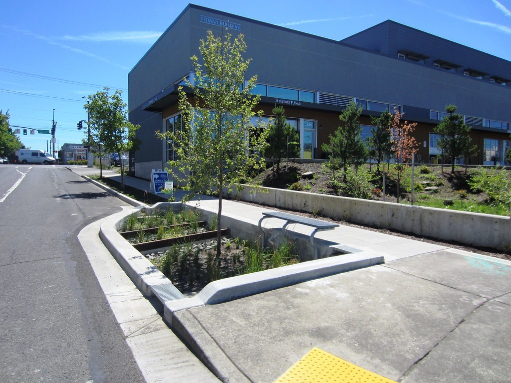 Bioswale for stormwater management in the public right of way 