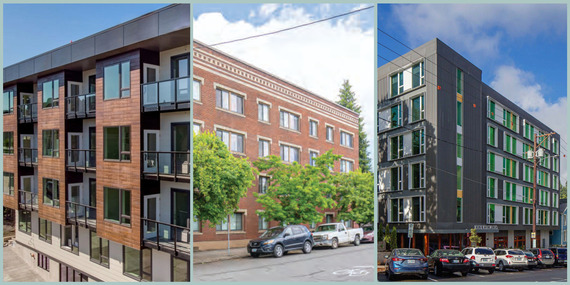 Collage of apartments that are being converted to affordable housing