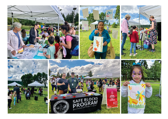 Collage of photos from a Safe Blocks community event