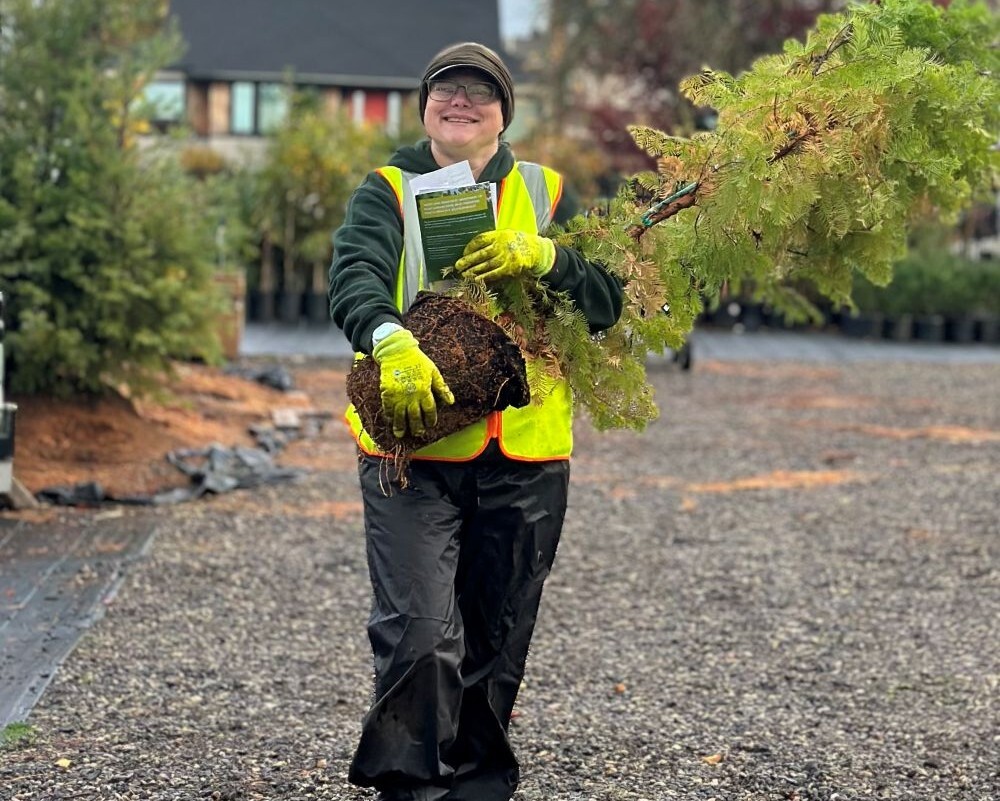 PPR - Woman carrying a small potted tree 