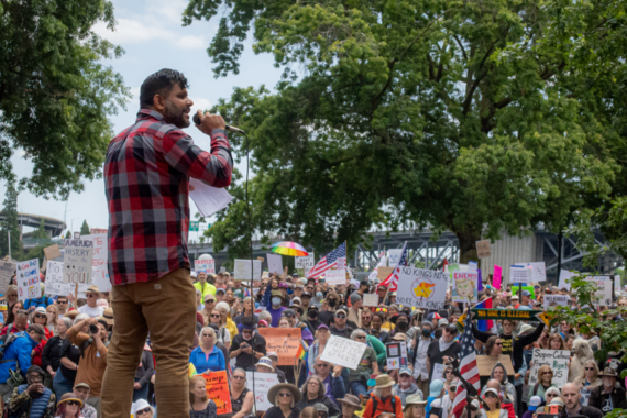 Councilor Kanal speaks at No Kings rally