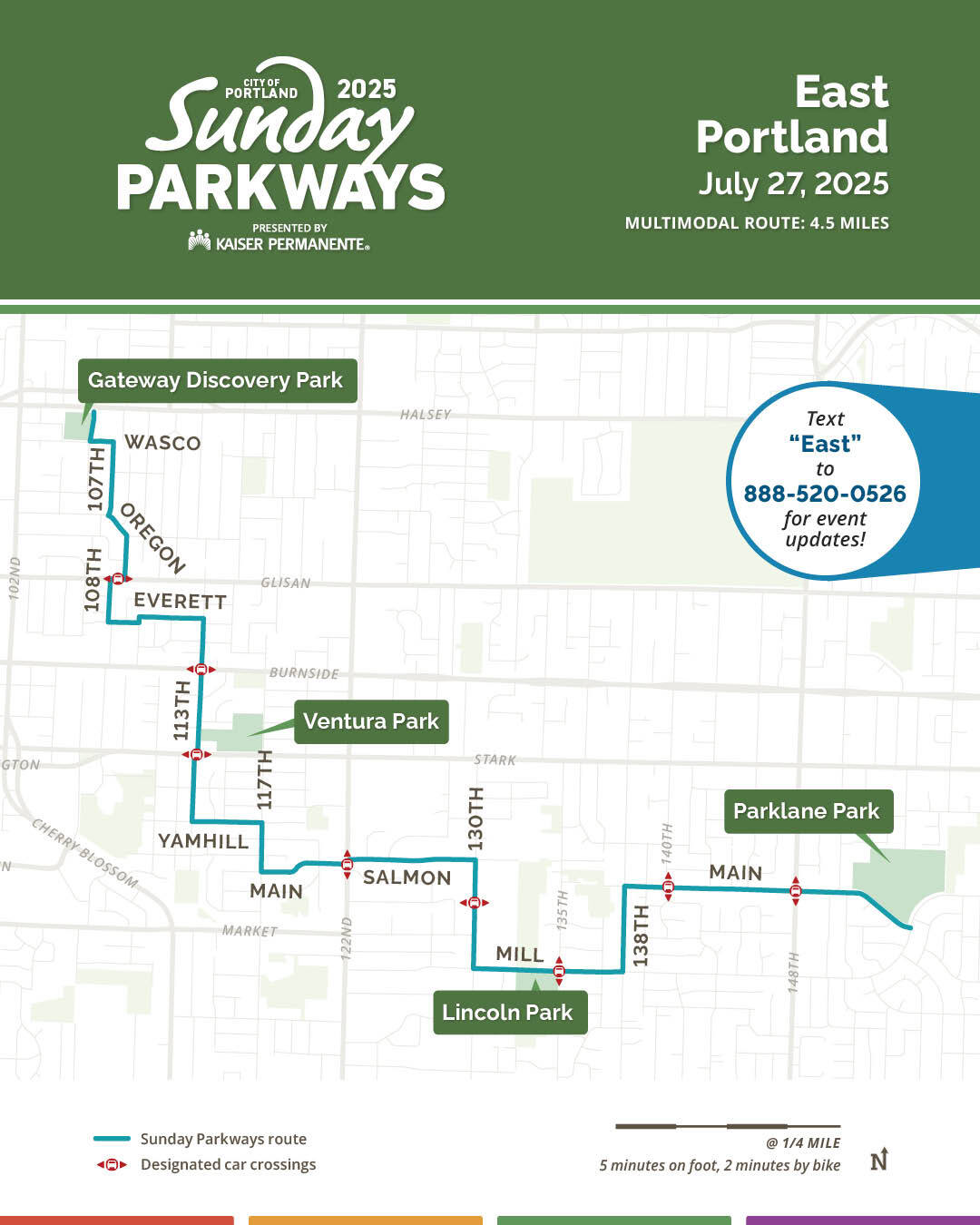 Sunday Parkways in East Portland map