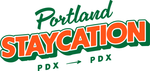Green and orange text, "Portland Staycation PDX -> PDX"