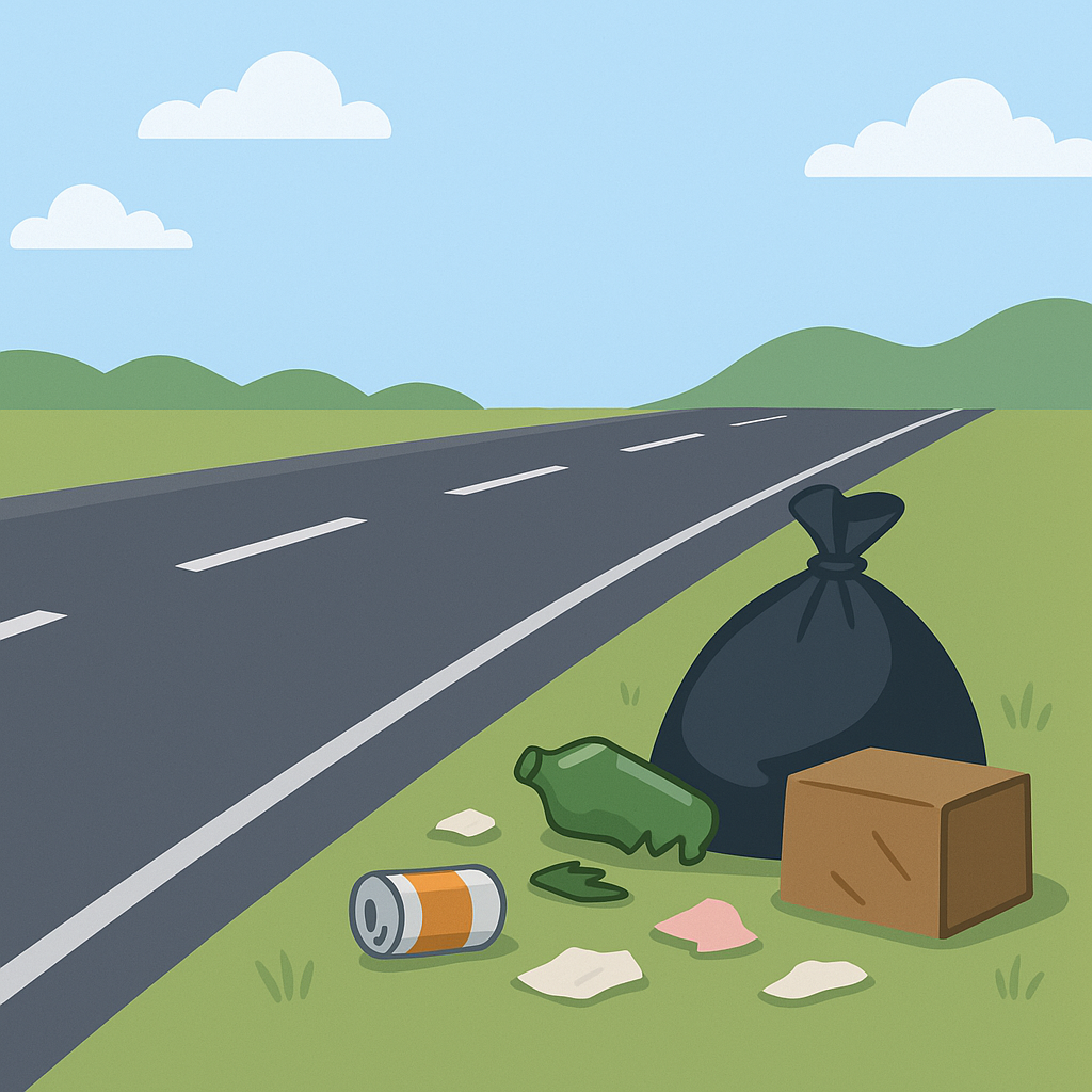 graphic with trash on side of highway